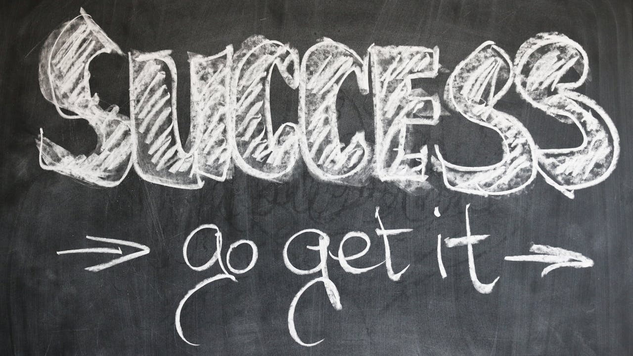 Motivational chalkboard with Success - go get it written in chalk.